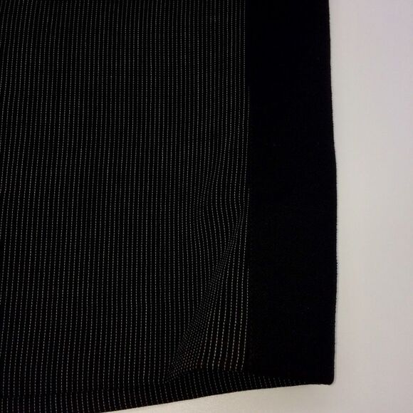 Akris Pinestriped Knee Length Pencil Skirt with Solid Black Side Panels - Picture 7 of 11